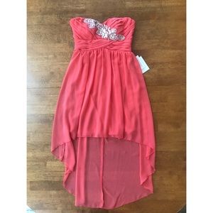 Coral High-Low Cocktail Dress